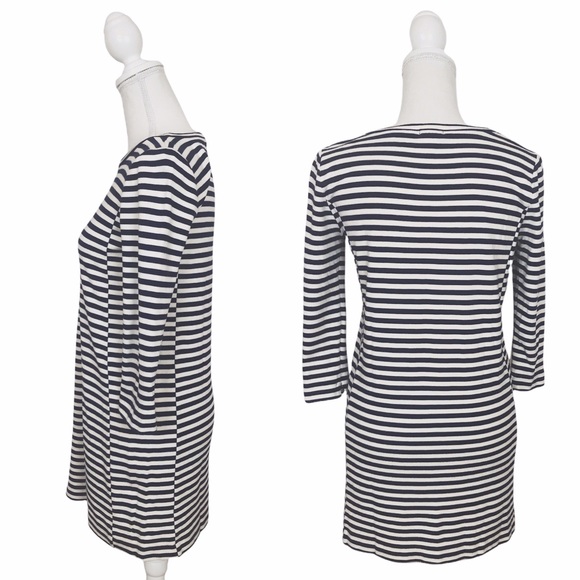 J.Crew Blue White Striped Ponte T-Shirt Dress XS - Picture 3 of 7